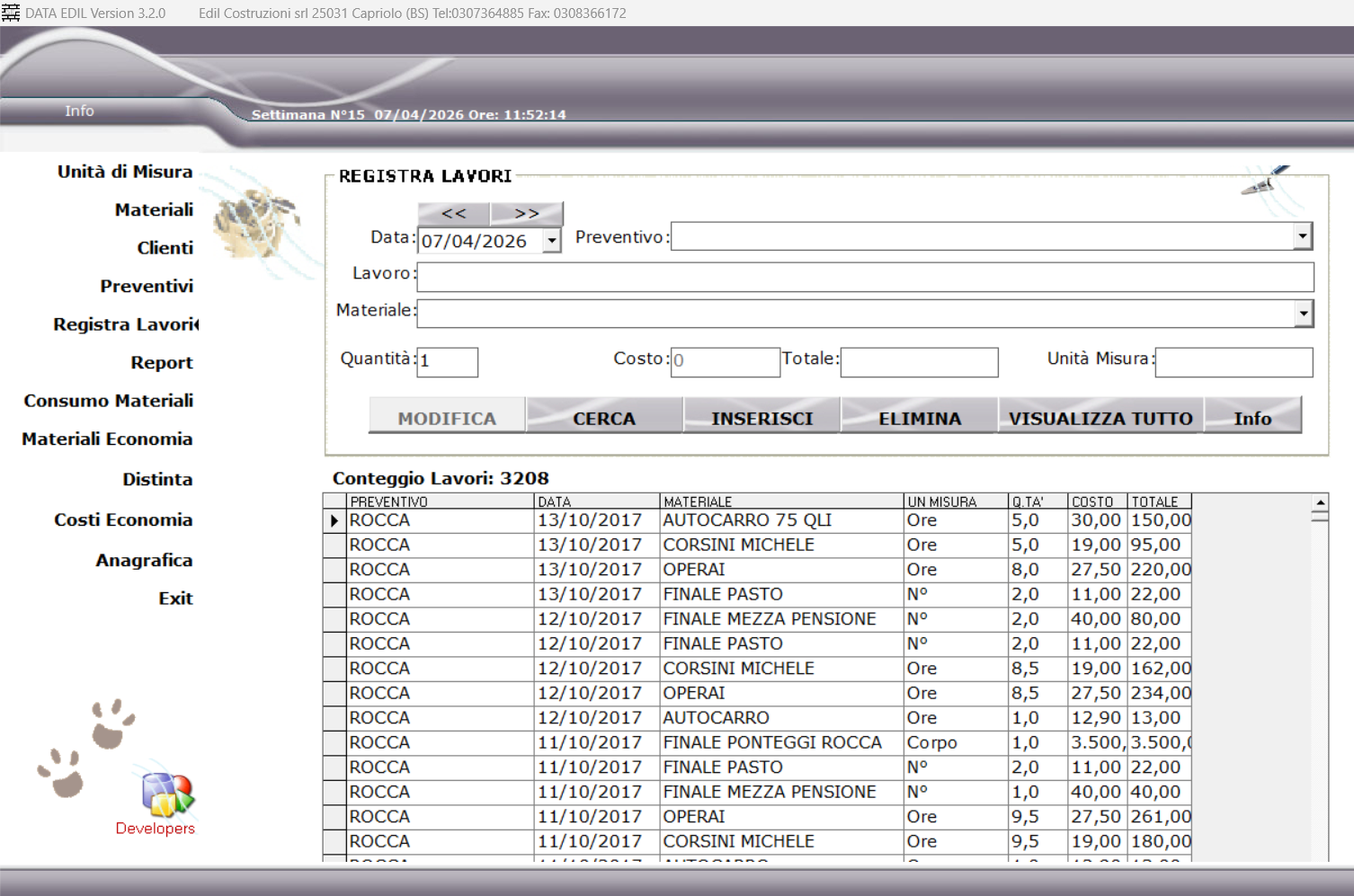 Screenshot Data Edil