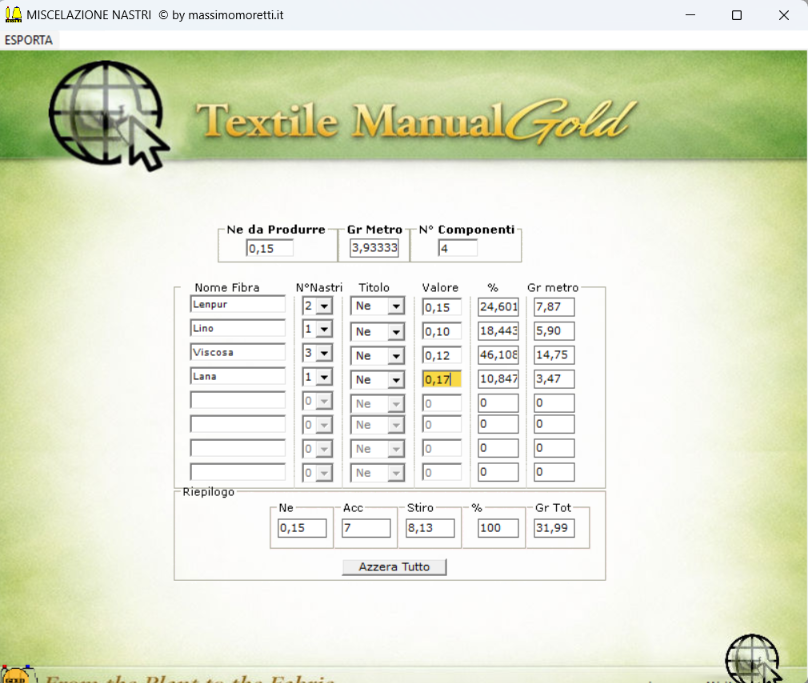 Screenshot Textile Manual Gold