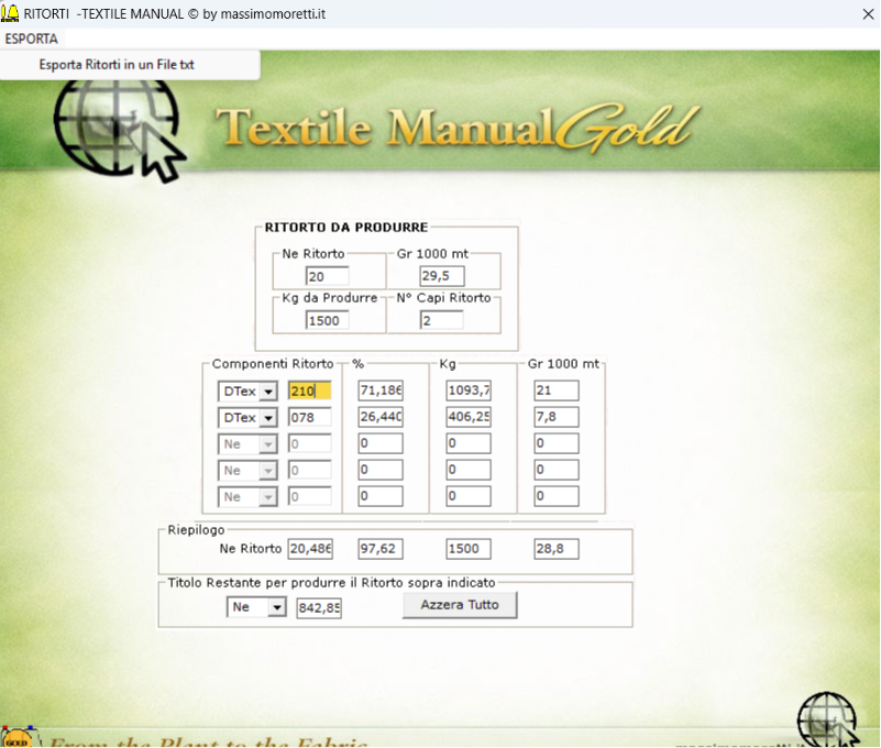 Screenshot Textile Manual Gold